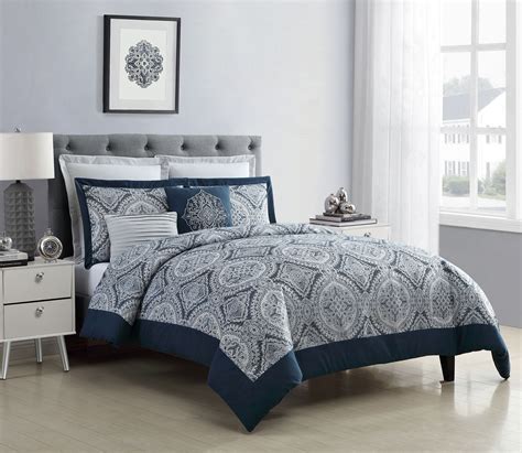 Buy Navy Blue And White Bed Sets